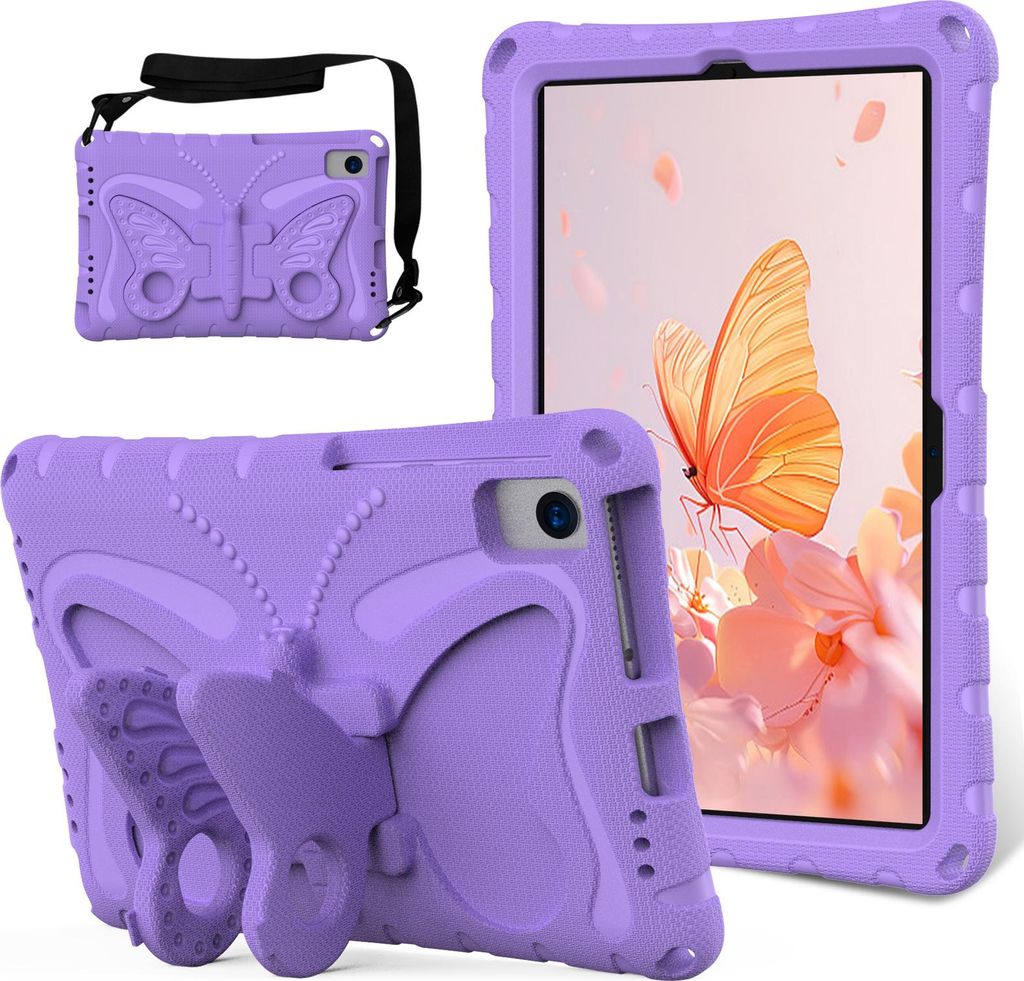 Kinder Hülle für Lenovo Tab M10 Plus 2nd Gen 2020/Tab K10 2021 10,3" Leicht Stoßfeste EVA Kindgerechtes Schutzhülle mit Schultergurt, Schmetter...
