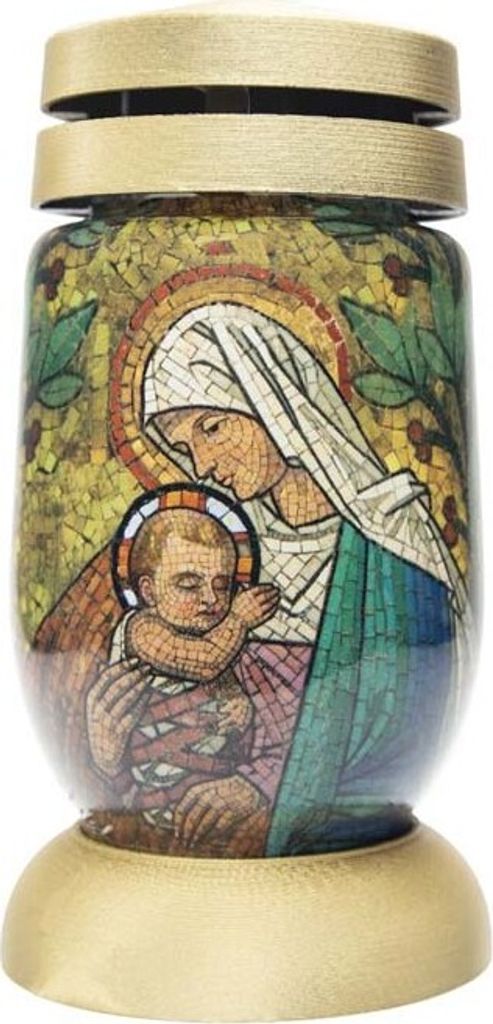 Bolsius Glas 23cm Pfand 120g 36h. Mosaik Maria - Mischung Produktbild 