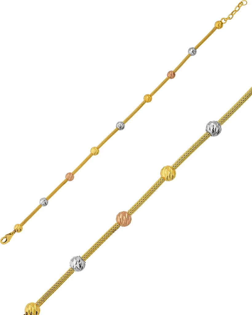 Bracelet en argent 925 maille tressée bicolore et éléments Dorika
