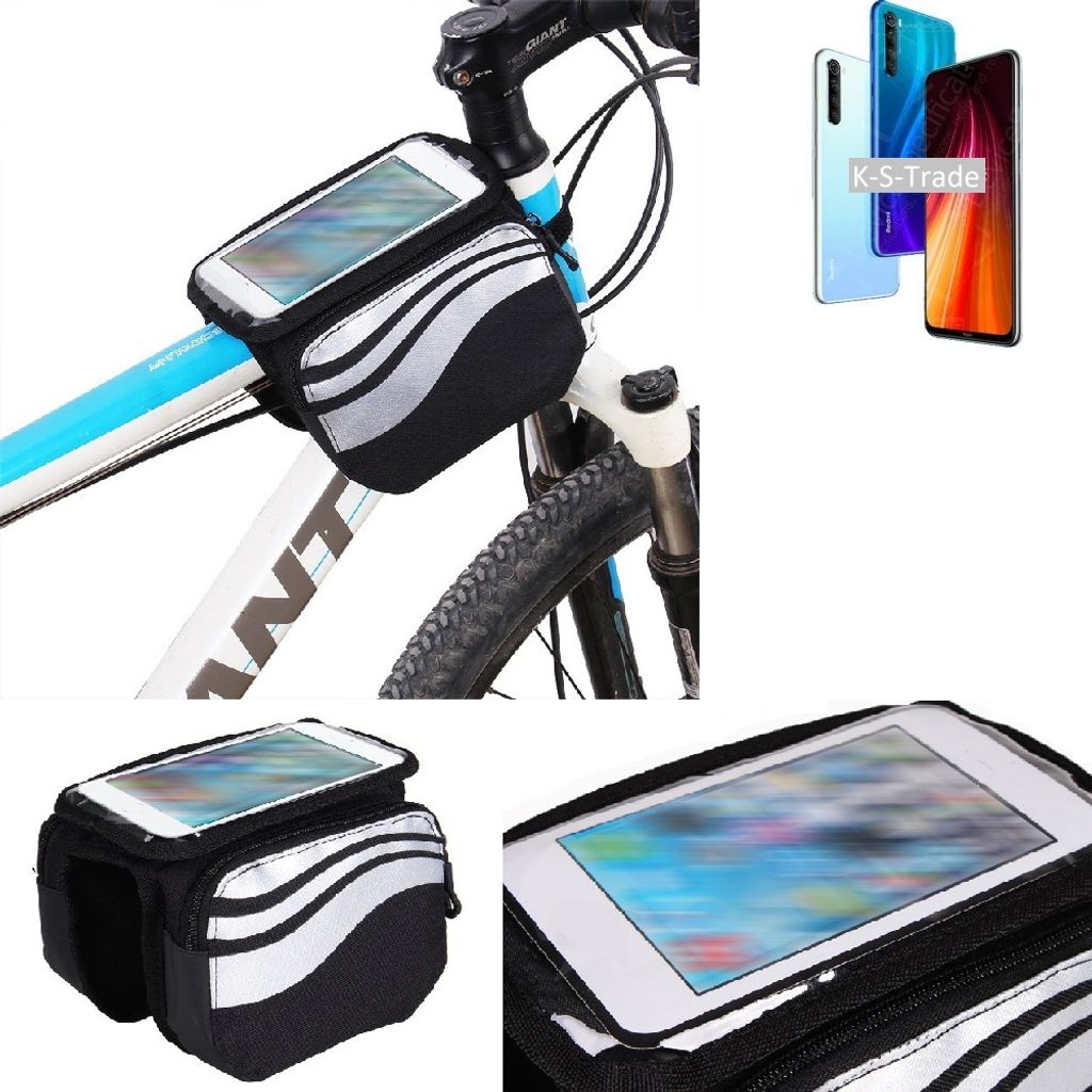 K-S-Trade Rahmentasche Fahrrad-Halterung kompatibel mit Xiaomi Redmi Note 8 2021 Rahmenhalterung Fahrrad Handyhalterung Fahrradtasche Handy Smartphone
