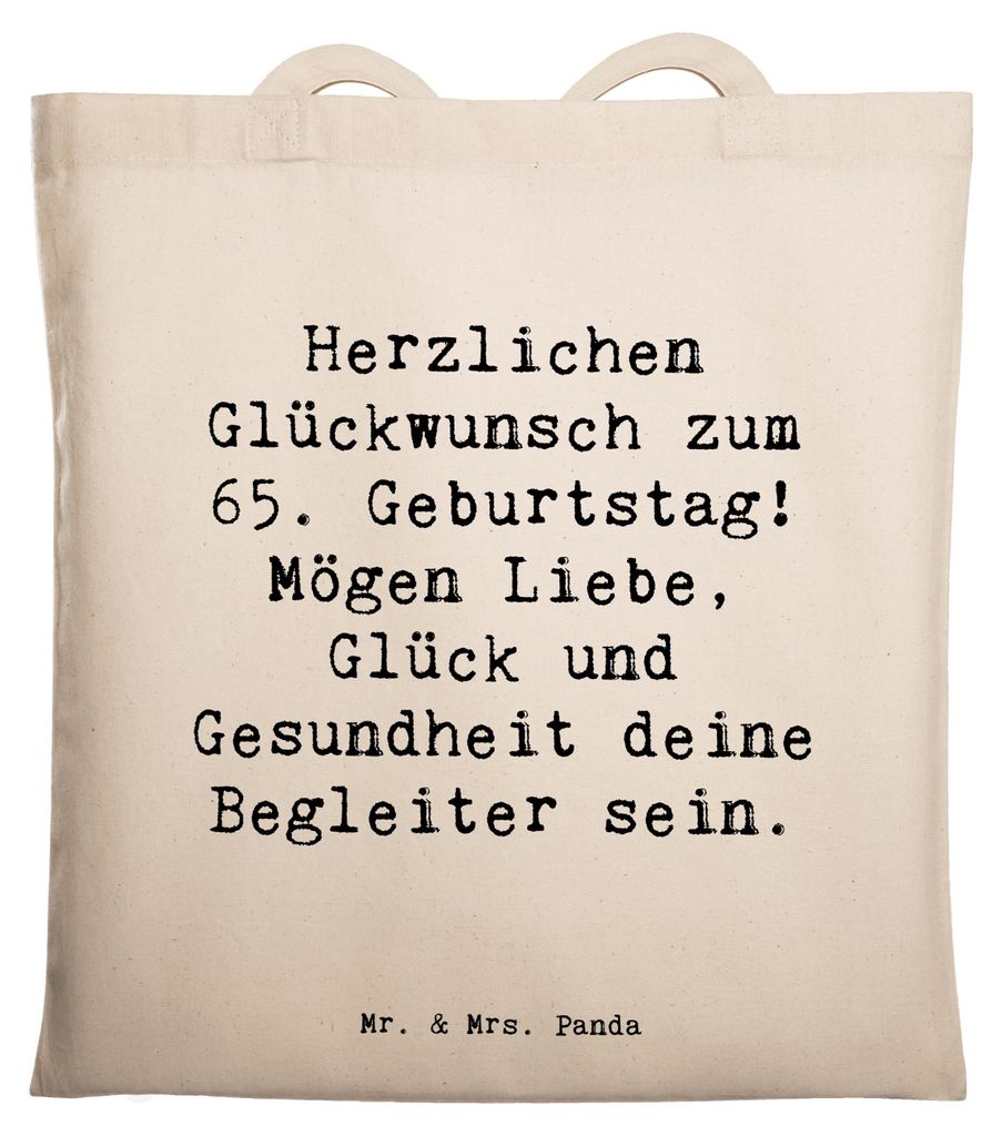Mr. & Mrs. Panda Tote Bag Spruch 65. Geburtstag - Transparent - Geschenk, Geburtstagsgeschenk, Tasche, Meilenstein, festival, Erinnerungen, Uni, L...