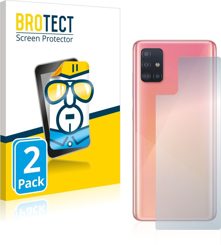 2x BROTECT Schutzfolie für Samsung Galaxy A51 (Rückseite) Folie Klar Transparent