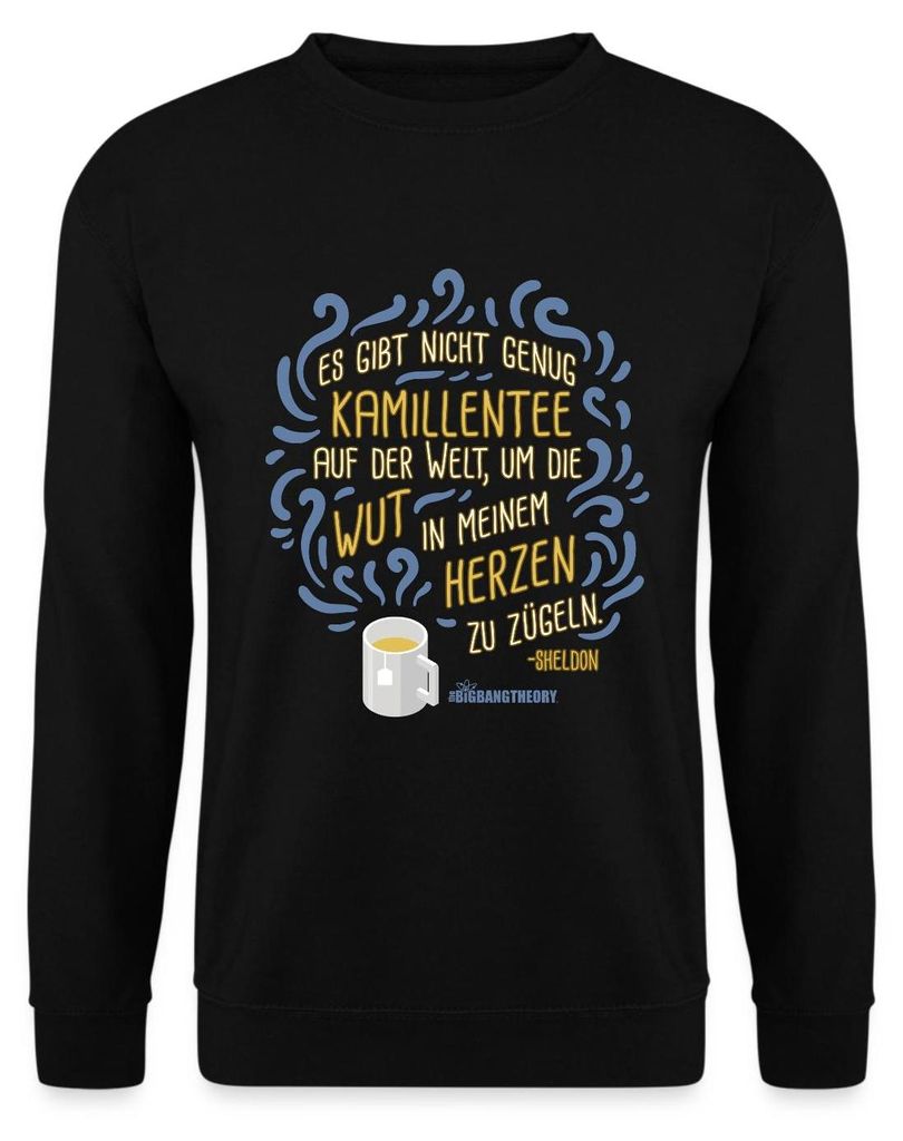 Spreadshirt The Big Bang Theory Kamillentee Wut Uni Pullover, XL, Schwarz
