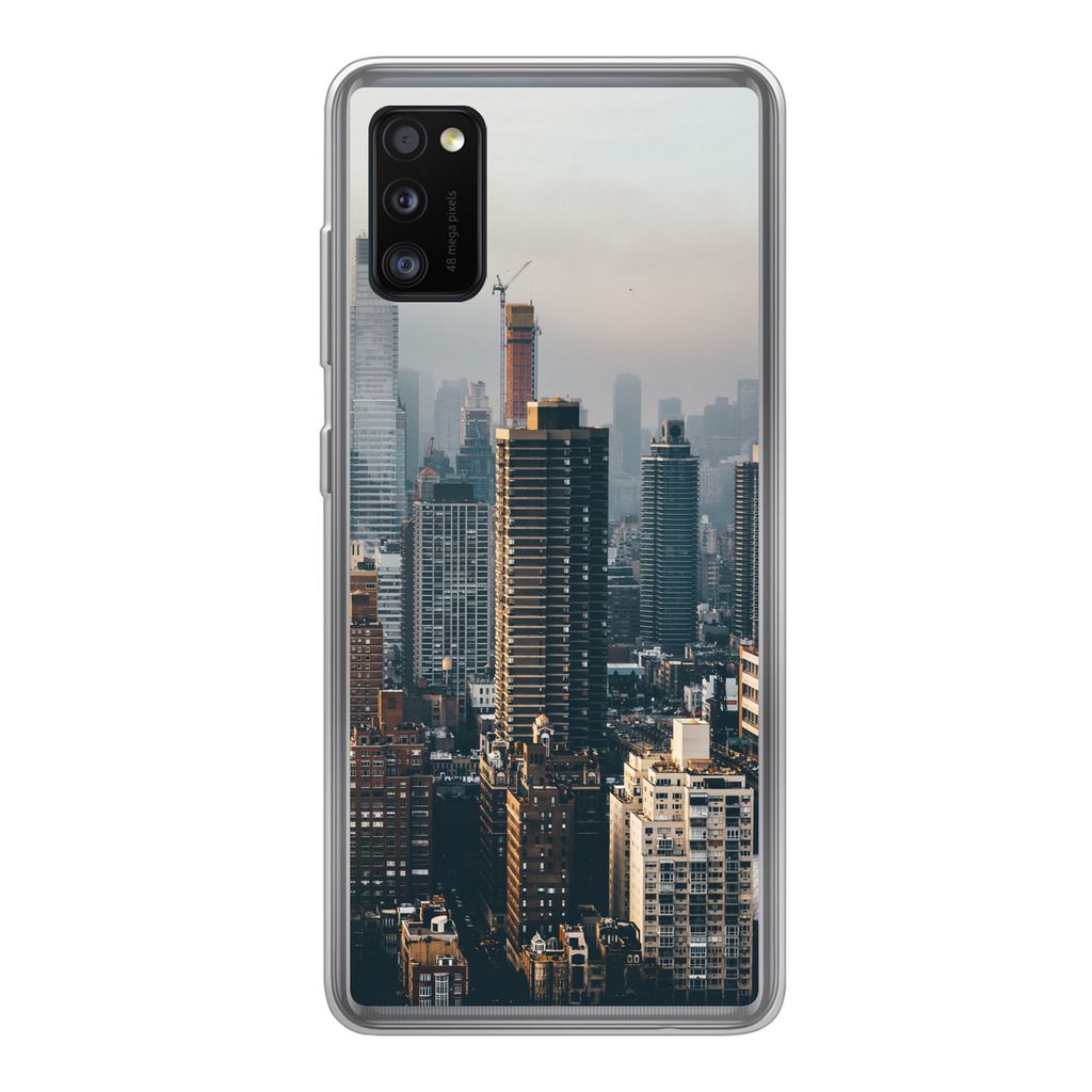 MuchoWow Handyhülle Schutzhülle Hülle für Samsung Galaxy A41 New York - Skyline - Amerika Silikon Softcase Handy Hülle - Mobiltelefon
