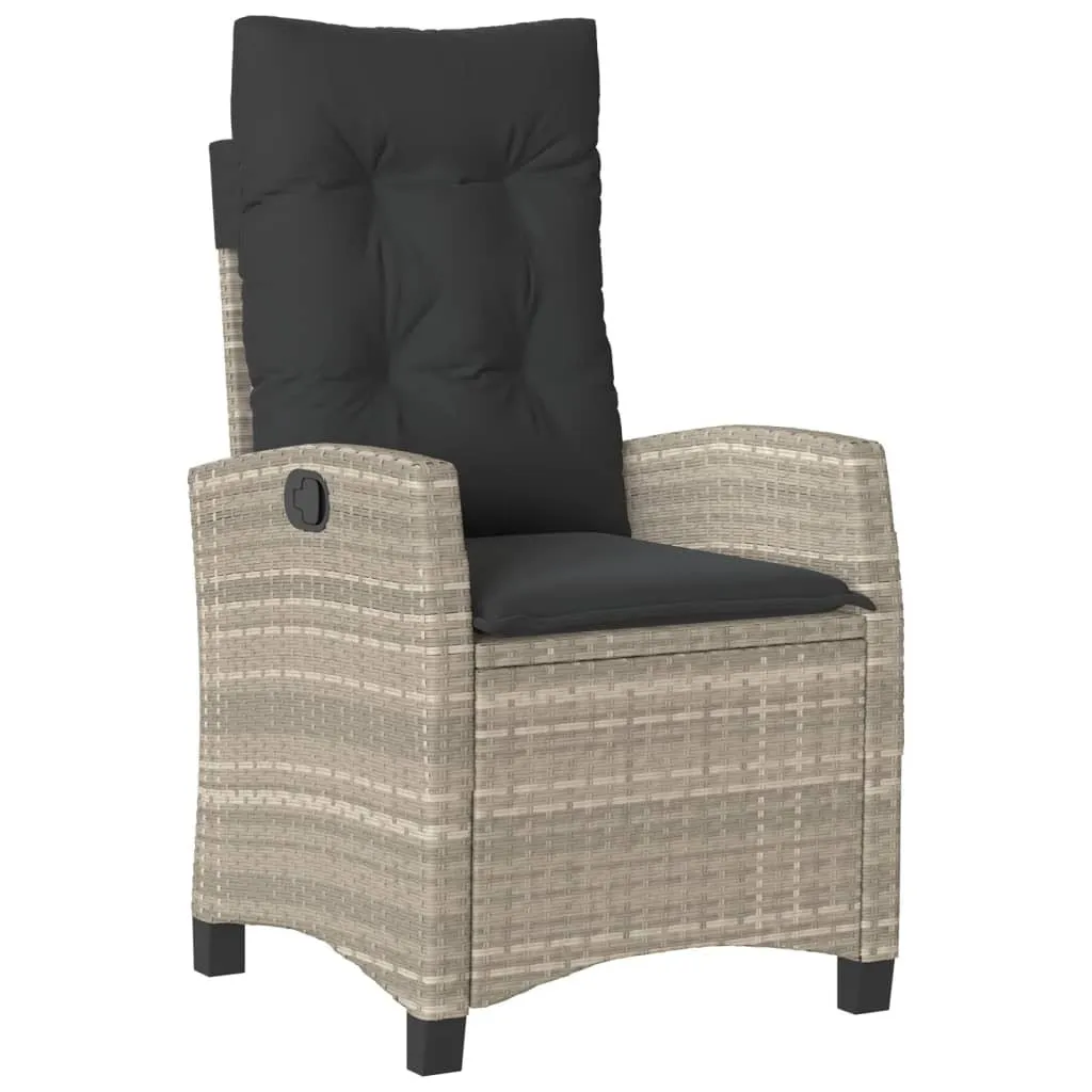 VidaXL Poltrona Giardino Reclinabile Poly Rattan Grigio con Cuscini