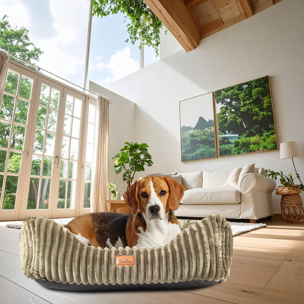 Cuccia Cani Boutique ZOO S 75x65 Verde Oliva | Look Scamosciato Lavabile - 2