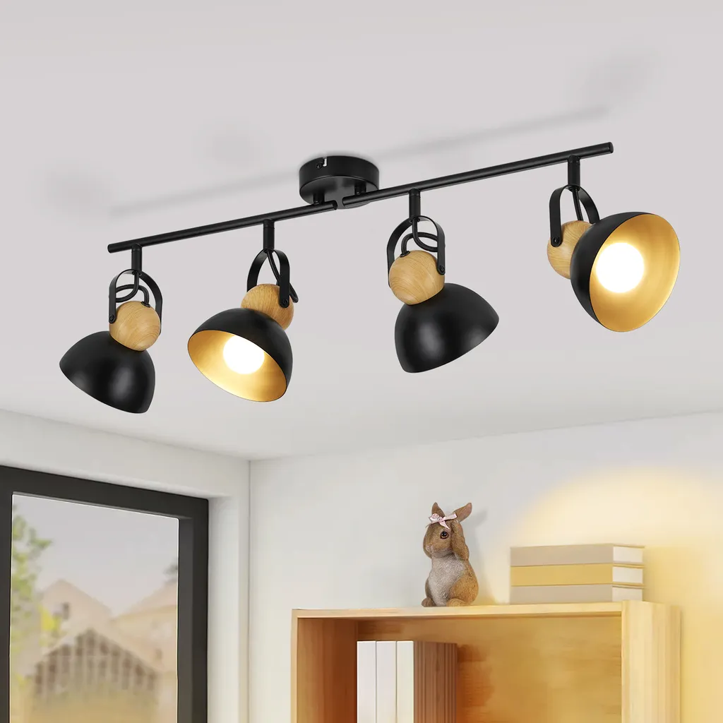 Offerta ZMH Lampada Soffitto Nera Vintage 4 Luci E27 - Stile Industrial