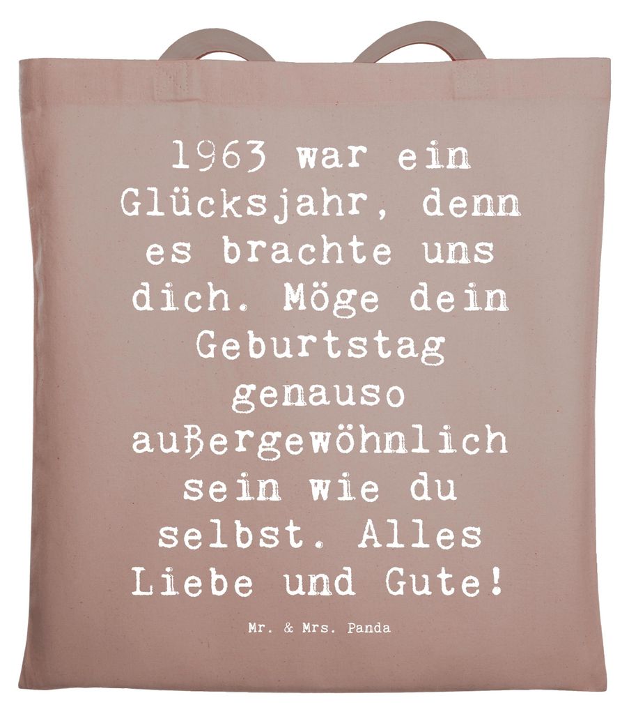 Mr. & Mrs. Panda Tote Bag Spruch 1963 Geburtstag - Braun Pastell - Geschenk, Erinnerungen, Alter, Glückwunsch, Geburtsjahr, geboren, Tasche, Stoff...