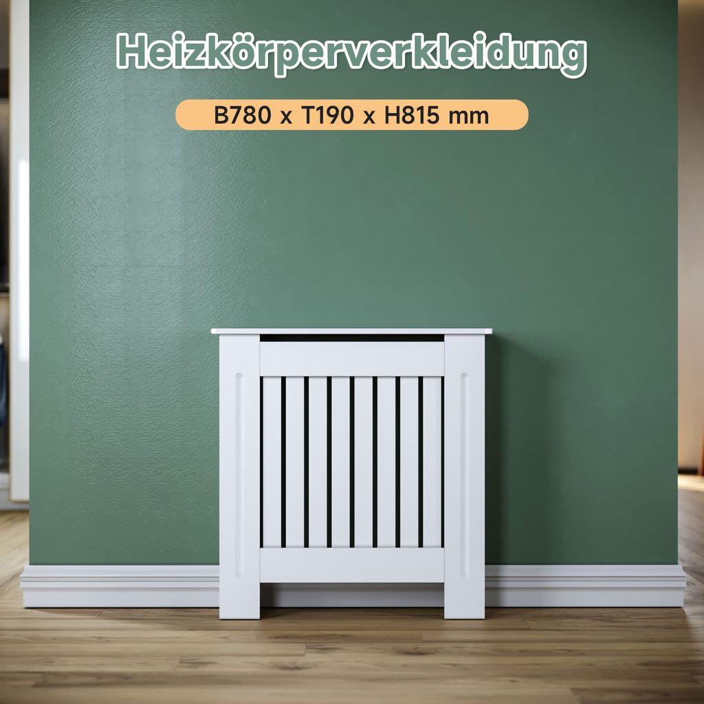 SONNI weiß Heizkörperverkleidung Vertikale Gitter 78 cm Heizkörperabdeckung