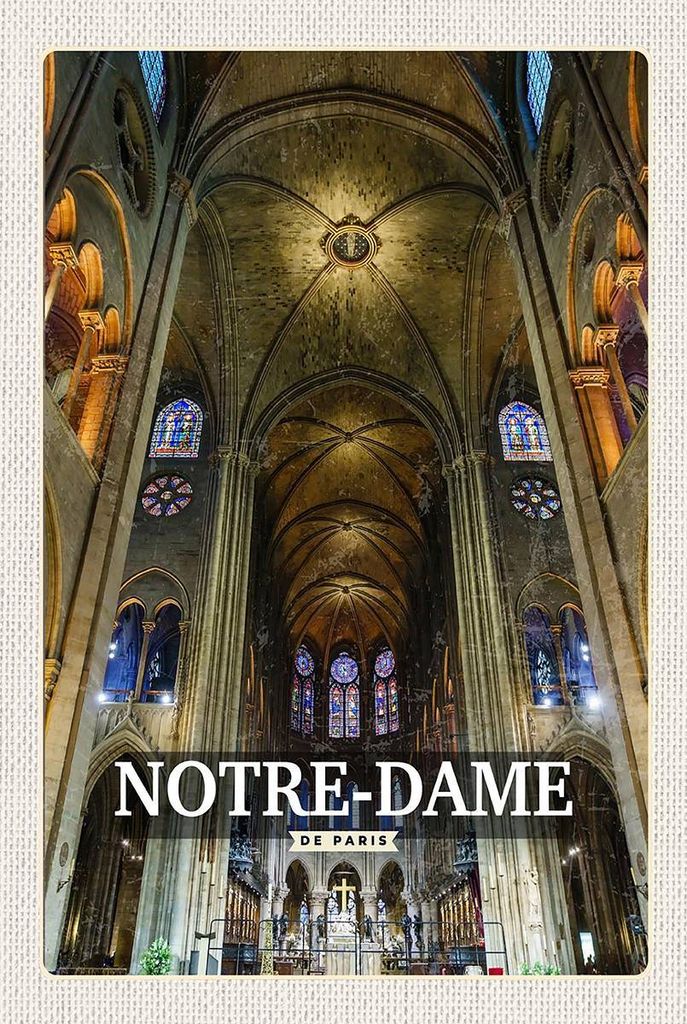 vianmo Holzschild 18x12 cm Notre Dame Paris Kathedrale Geschenk Bildmotiv Reisemotiv Abenteuer Reisen