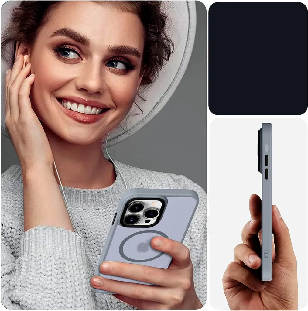 Coque MagSafe Grise iPhone 15 Pro avec Protection Écran Verre 9H - 7