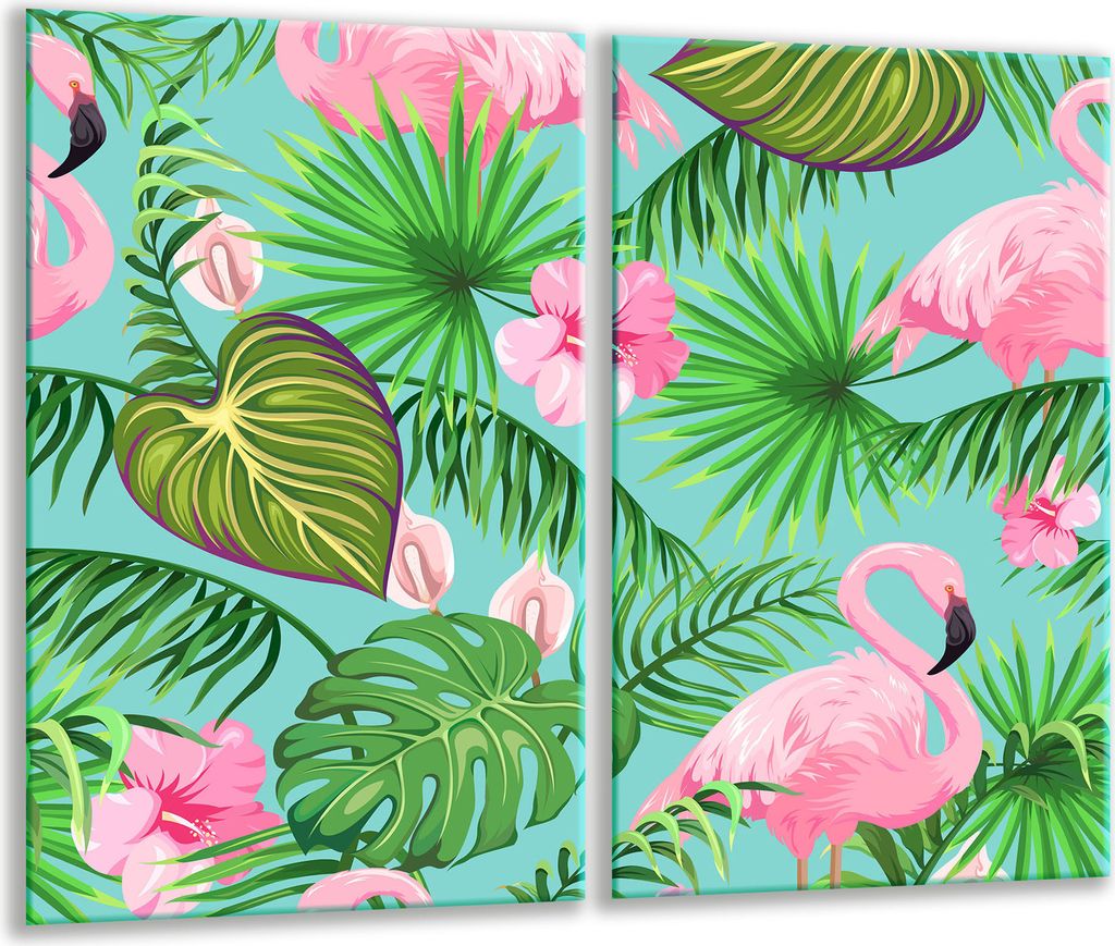 Herdabdeckplatten 2 teilig 30x52 Glaskeramikfeld Abdeckung Glas Flamingo