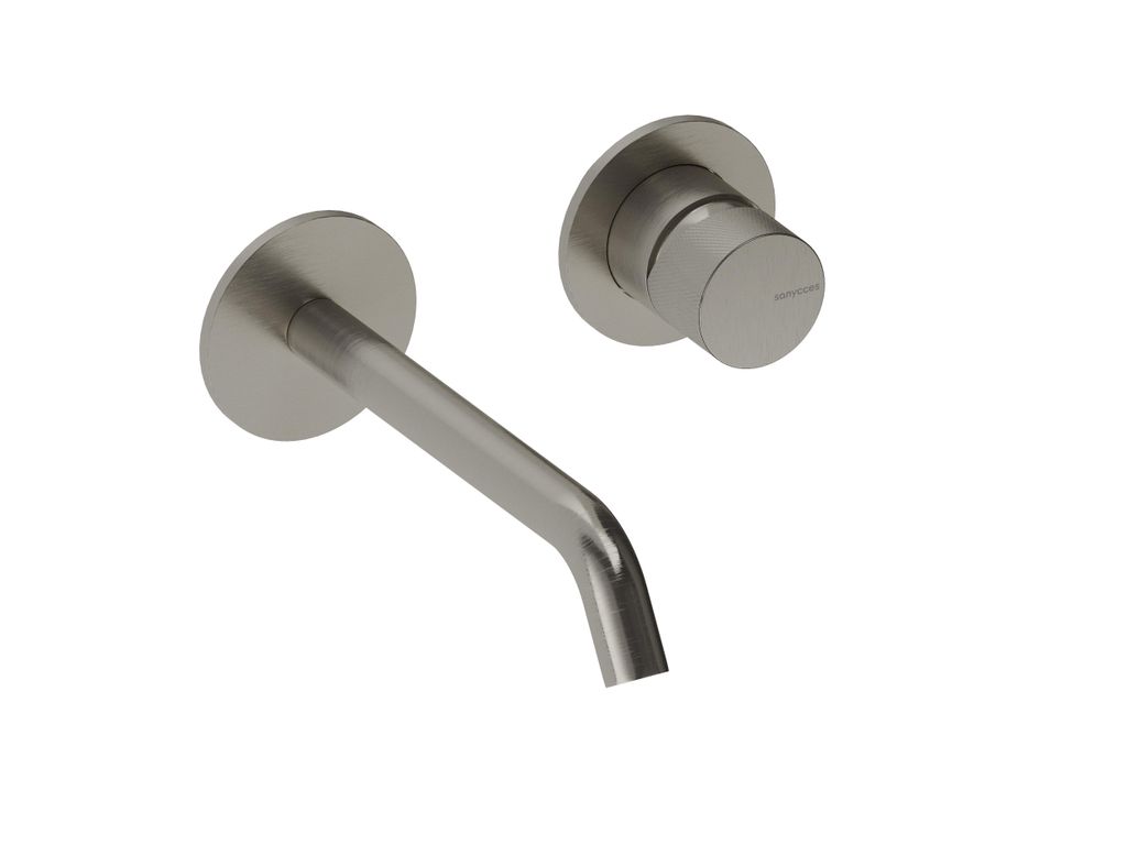 SANYCCES LOOP K ColdOpen Wand-Waschtischarmatur Unterputz mit 18 cm Ausladung inkl. Unterputz-Einbaukörper, Nickel gebürstet