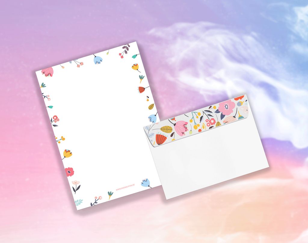 Friendly Fox Briefpapier Set "Blumen", DIN A4 Briefpapier Produktbild 6