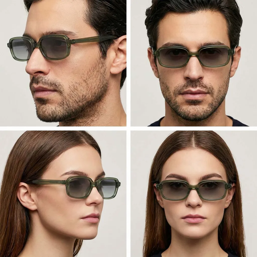 VeyRey Lunettes de soleil polarisées Ogo monture verte verres noirs