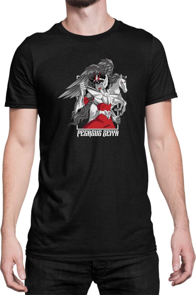 Herren T-Shirt Japan Anime Manga Saint Anime Seiya Pegasus Seiya 03 Flying Horse, Man S / Schwarz