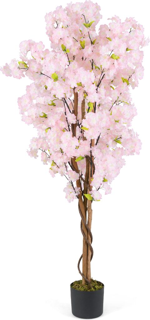 COSTWAY 2er Set Kunstbaum mit Blüten 150cm, Kunstpflanze im Produktbild 