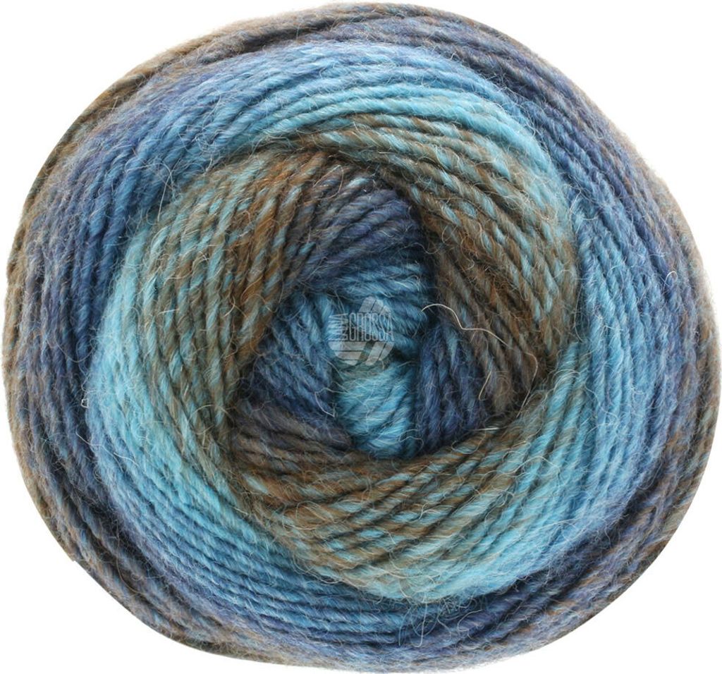 Lana Grossa GOMITOLO ALPACA 100 g Dochtgarn mit Baby-Alpakafasern 350 m , Farbe:363 - Dunkel-/Graublau/Graubraun