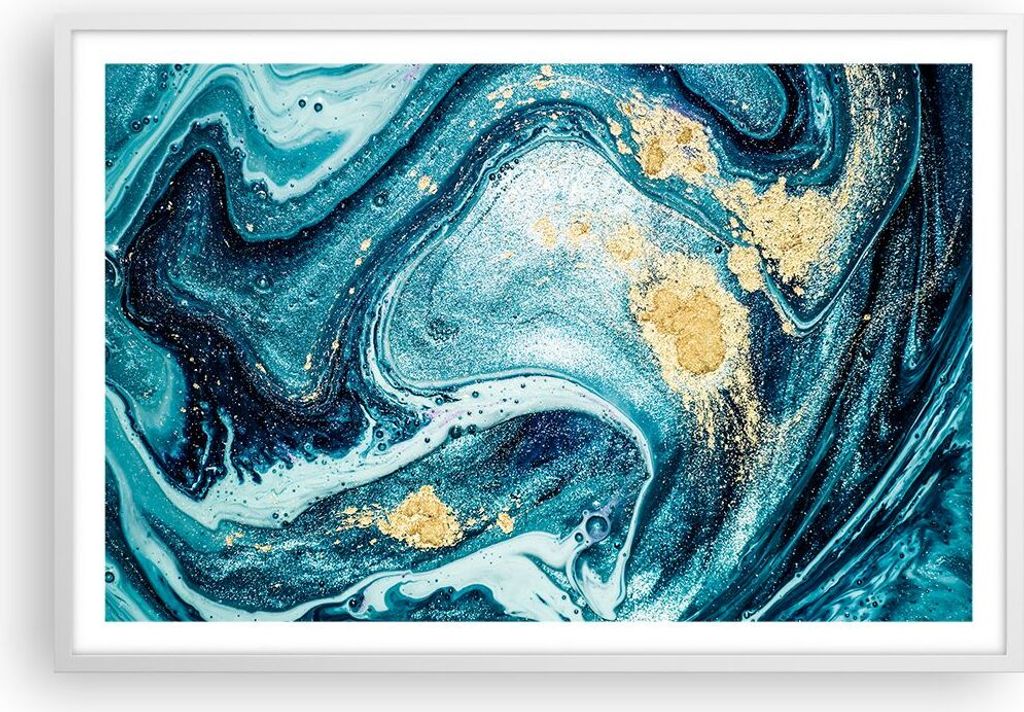 Gerahmtes Poster - Weißer Rahmen - Abstraktion modern - 91,5x61 cm - Wand Bild - Wanddeko - Wandbilder - Kunstposter - Wandposter - Bilderrahmen -...