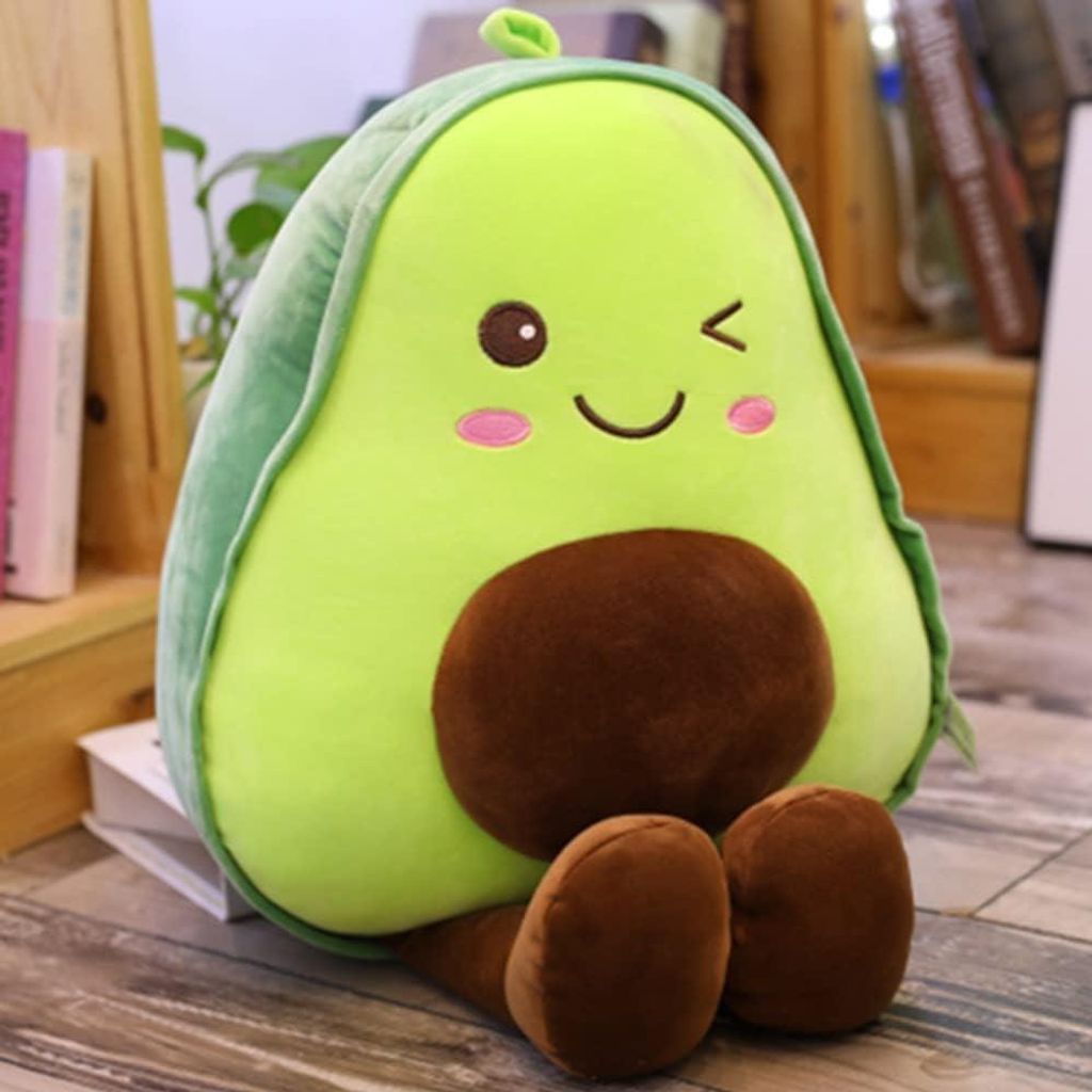 Avocado Kuschelkissen Obst Kuscheltier 3D Plüsch gefüllt Baumwollkissen für Auto Sofa Dekoration lustiges Geschenk für Kinder Haustiere (45cm)