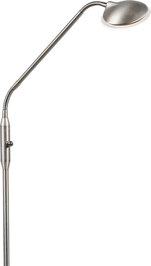 QAZQA - Moderne Stehleuchte I Stehlampe I Standleuchte I Lampe I Leuchte Stahl I Silber I nickel matt inkl. LED - Eva Dimmer I Dimmbar I Wohnzimmer...