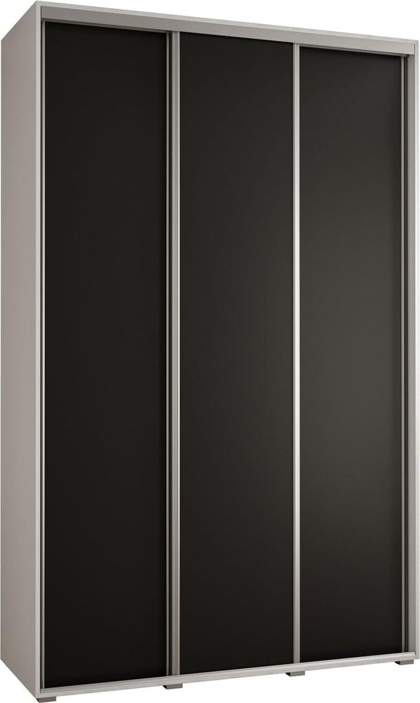 MEBLE KRYSPOL Davos 1 Schrank, drei Türen - 235,2x150x60 cm - Weiß Schwarz Silber