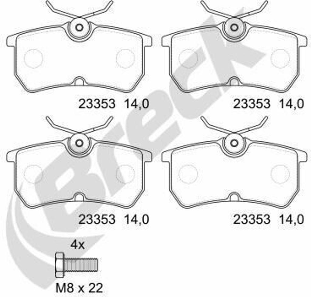 Bremsbelagsatz, Scheibenbremse BRECK 23353 00 704 00