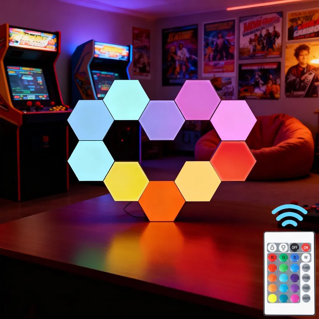 10 Pannelli LED RGB Esagonali - Kit Illuminazione Parete Bar e Gaming