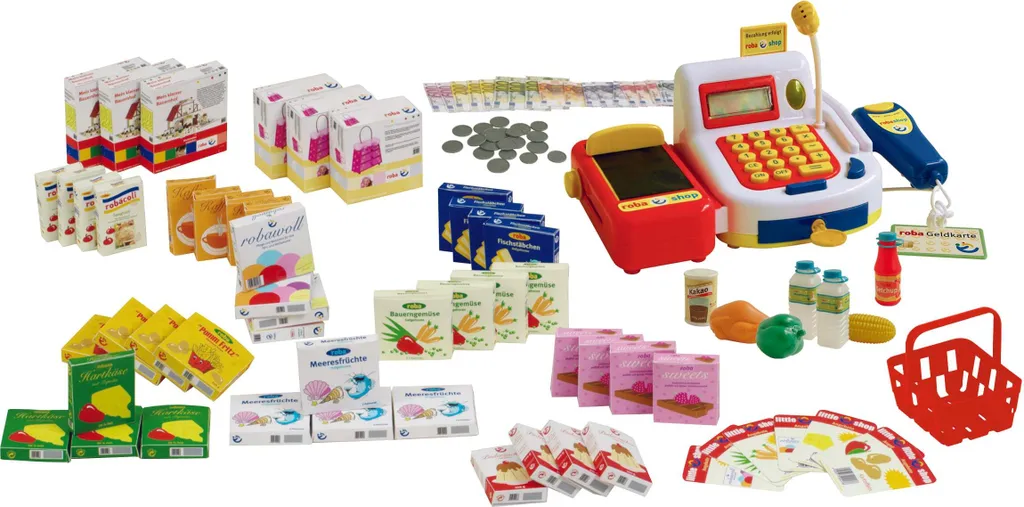 Équipement Magasin Enfant : Panier, Aliments et Caisse pour Jeux d'Imitation