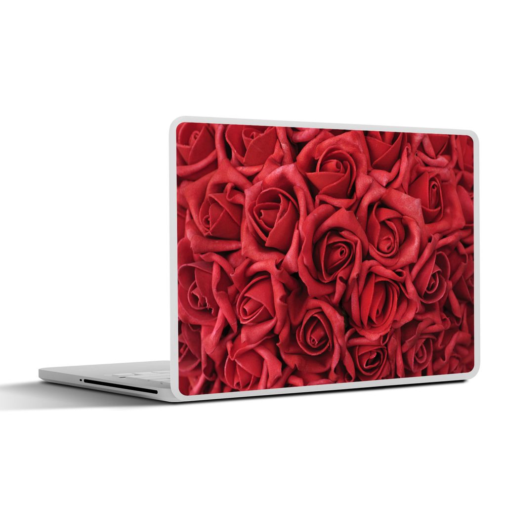 MuchoWow Laptop Aufkleber Sticker Cover Rosen - Rosenblütenblätter - Rot 31x22.5 cm - Laptop-Deko