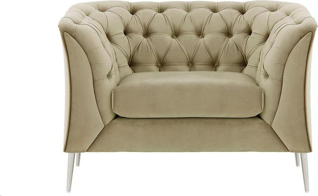 Sessel Chesterfield Modern aus medizinischem Schaumstoff-Velluto 3-verchromtes Metall