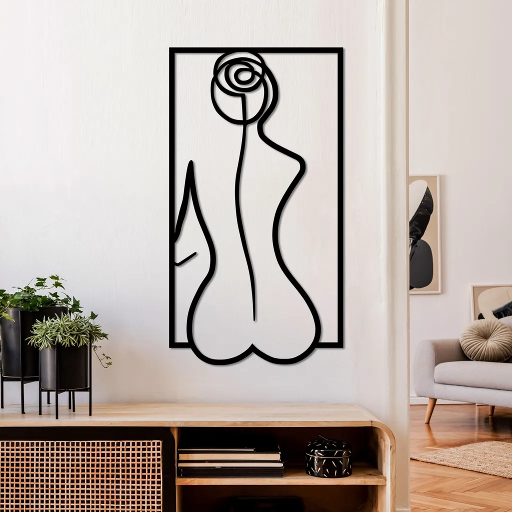 Wallity Rosa in Metallo Nero L 70x38 - Arredo Parete Minimalista