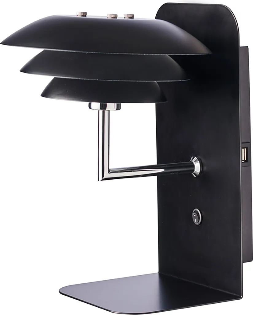 Applique murale LED DL20 Noir avec liseuse pour lecture salon et chambre