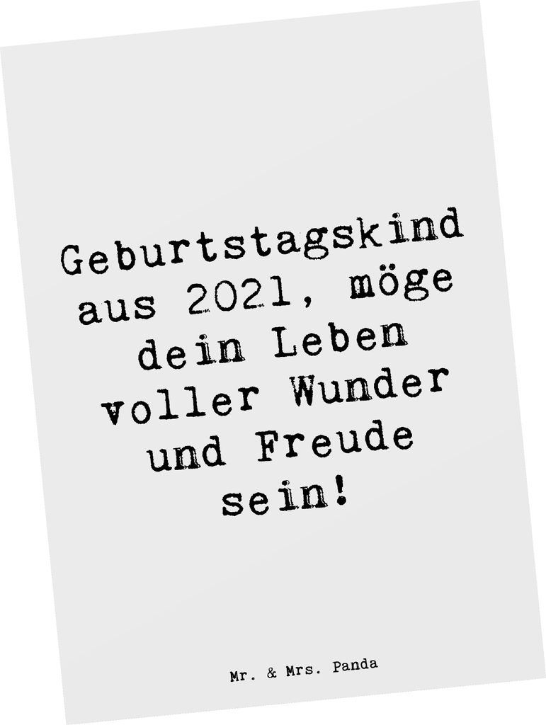 Mr. & Mrs. Panda Postkarte Spruch 2021 Geburtstag - Weiß - Geschenk, Ermutigung, Glückwunsch, Geboren am, Ansichtskarten, Happy Birthday, glückl...