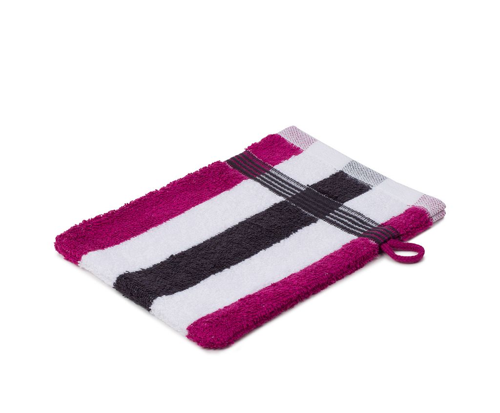 sleepling - liebling Waschhandschuh, 100% hochwertige Baumwolle, mit Schlaufe, 17 x 24 cm, waschbar & trocknergeeignet, weich, cyclam/weiß/graphit