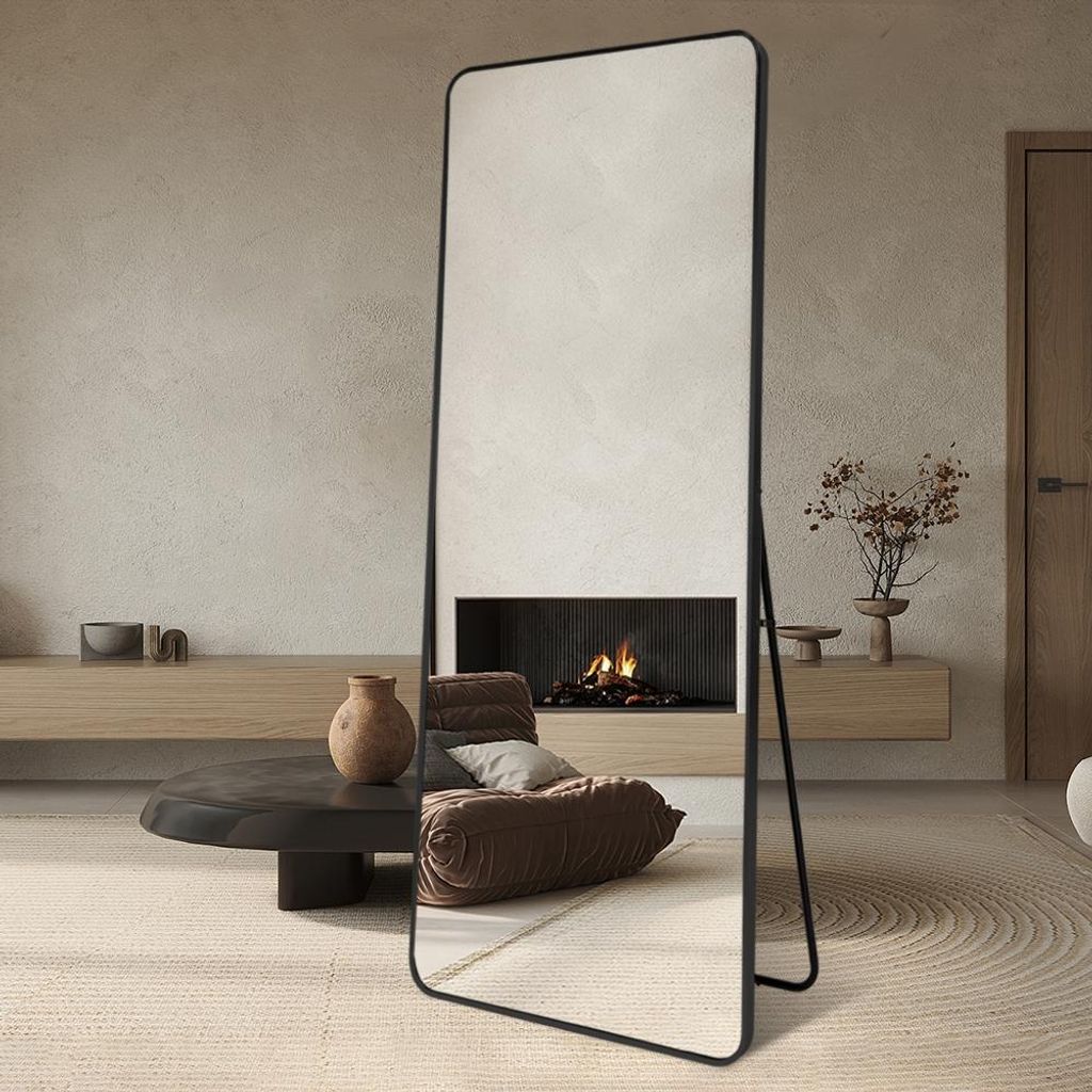Miroir mural 180x80cm grand autoportant noir arsenic-B Image du produit 
