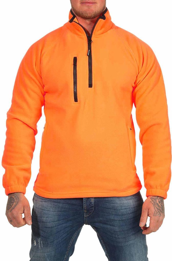 Mivaro Herren Fleecepullover mit halbem Reißverschluss und Taschen warm atmungsaktiv Regular Fit ideal für Arbeit Freizeit Angeln Wandern Campen ...