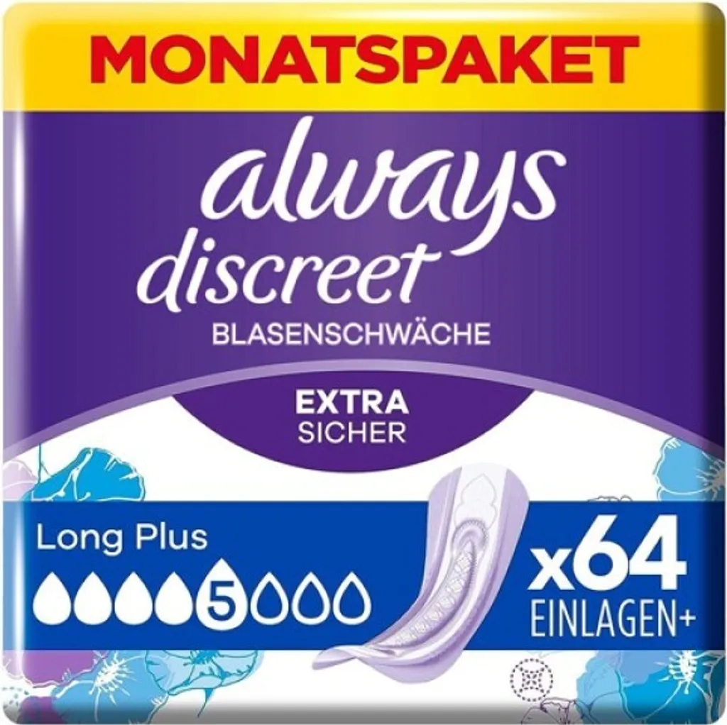 Assorbenti Incontinenza Always Discreet Long Plus: 64 Pezzi Prezzo Convenienza