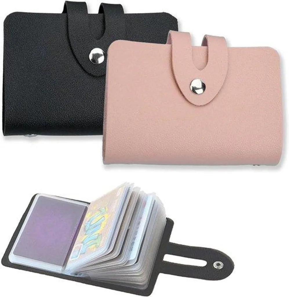 Porte-cartes de crédit rose élégant pour hommes et femmes en similicuir