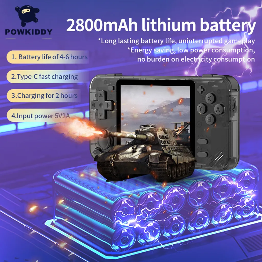 Powkiddy RGB10X console di gioco portatile retrò, lettore di giochi portatile con scheda di gioco TF, sistema open source, schermo IPS da 3,5 pollici, jack per cuffie da 3,5 mm, batteria ricaricabile da 2800 mAh - 10