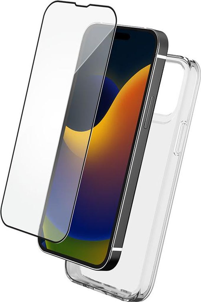 BigBen Connected, Hülle für iPhone 15 Pro Max und Displayschutz aus 2.5D-Glas mit SmartFrame, Transparent