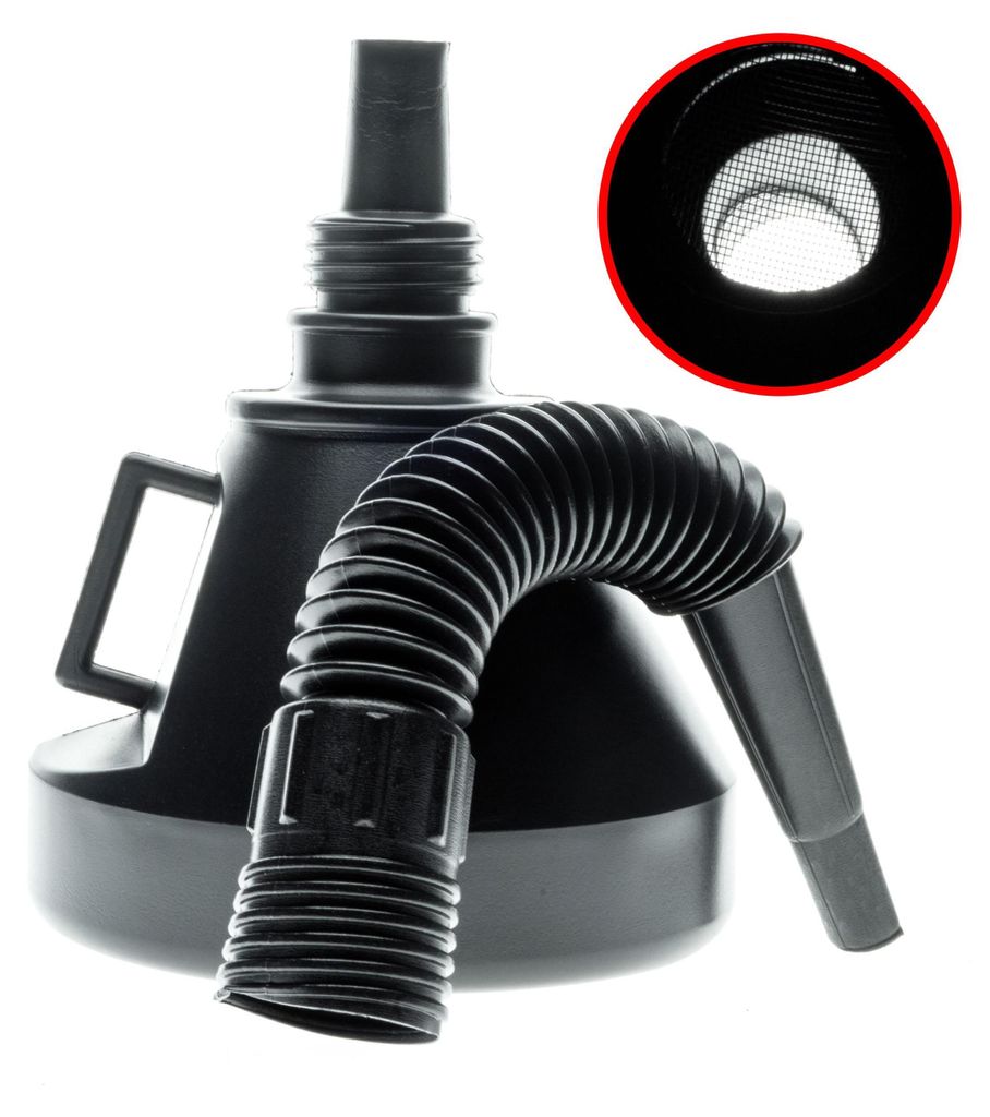 Entonnoir de voiture avec tuyau et tamis amovibles, noir, Image du produit 