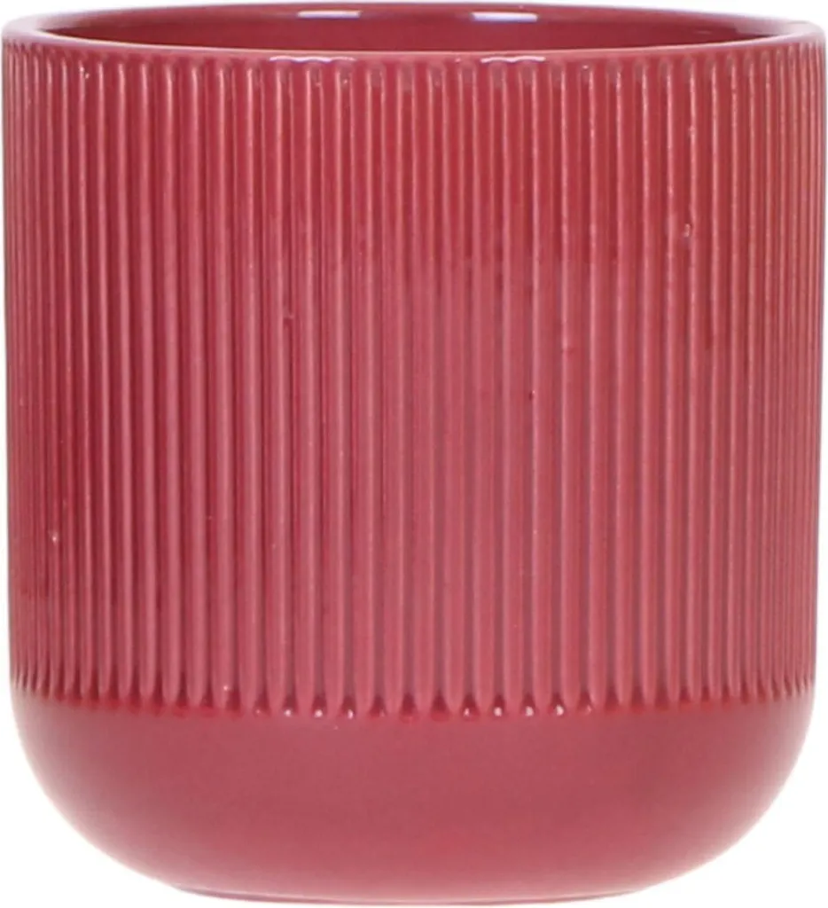 Pot de fleurs rouge à motifs rainurés Flare Red Ø9cm design audacieux
