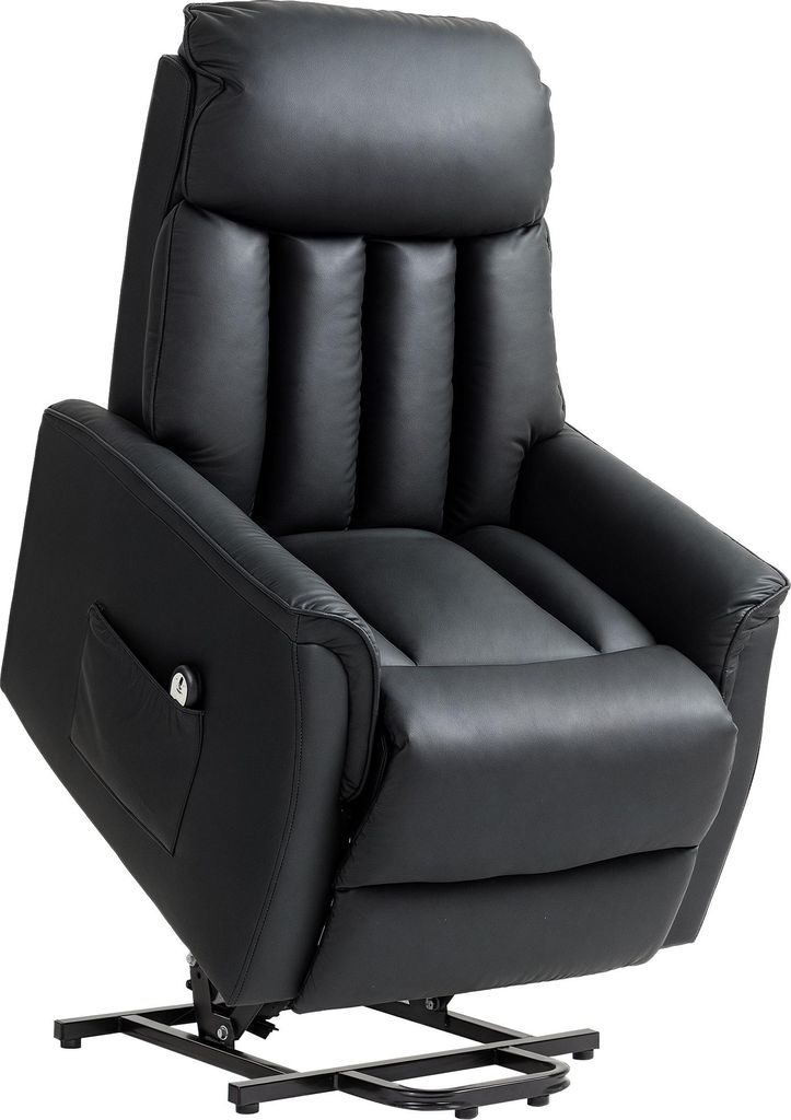 HOMCOM Relaxsessel Elektrisch Fernsehsessel mit Aufstehhilfe, Liegefunktion, TV Sessel mit Fußteil, Seitentasche, Fernbedienung, für Wohnzimmer, ...