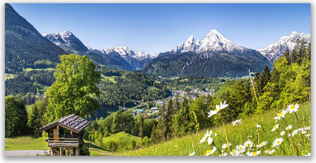 Acrylglasbilder 120x60 Wandbild Druck Gebirge Felder Natur