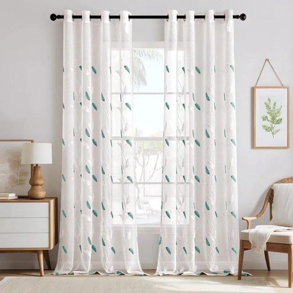 Rideau voilage bleu lot de 2 pour filtrer la lumière 260 x 140 cm