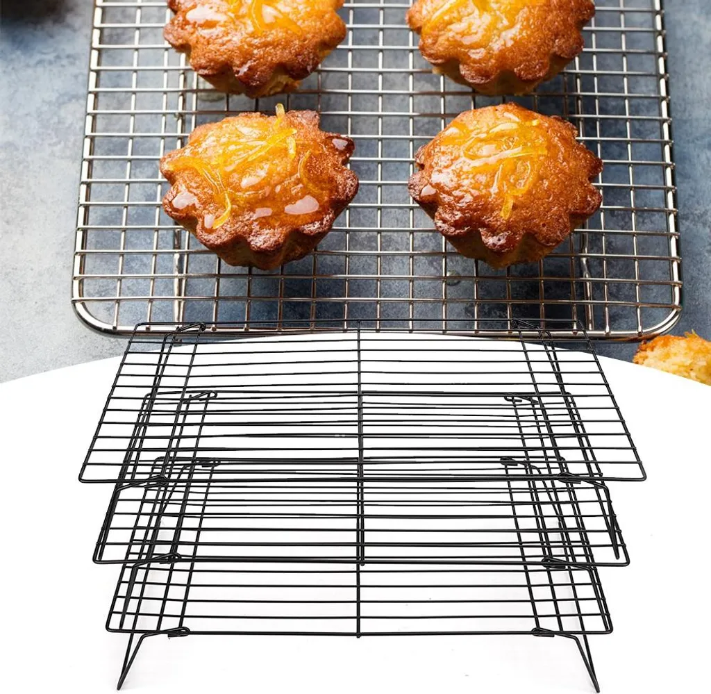 Présentoir et grille de cuisson empilable pour gâteaux et pain maison