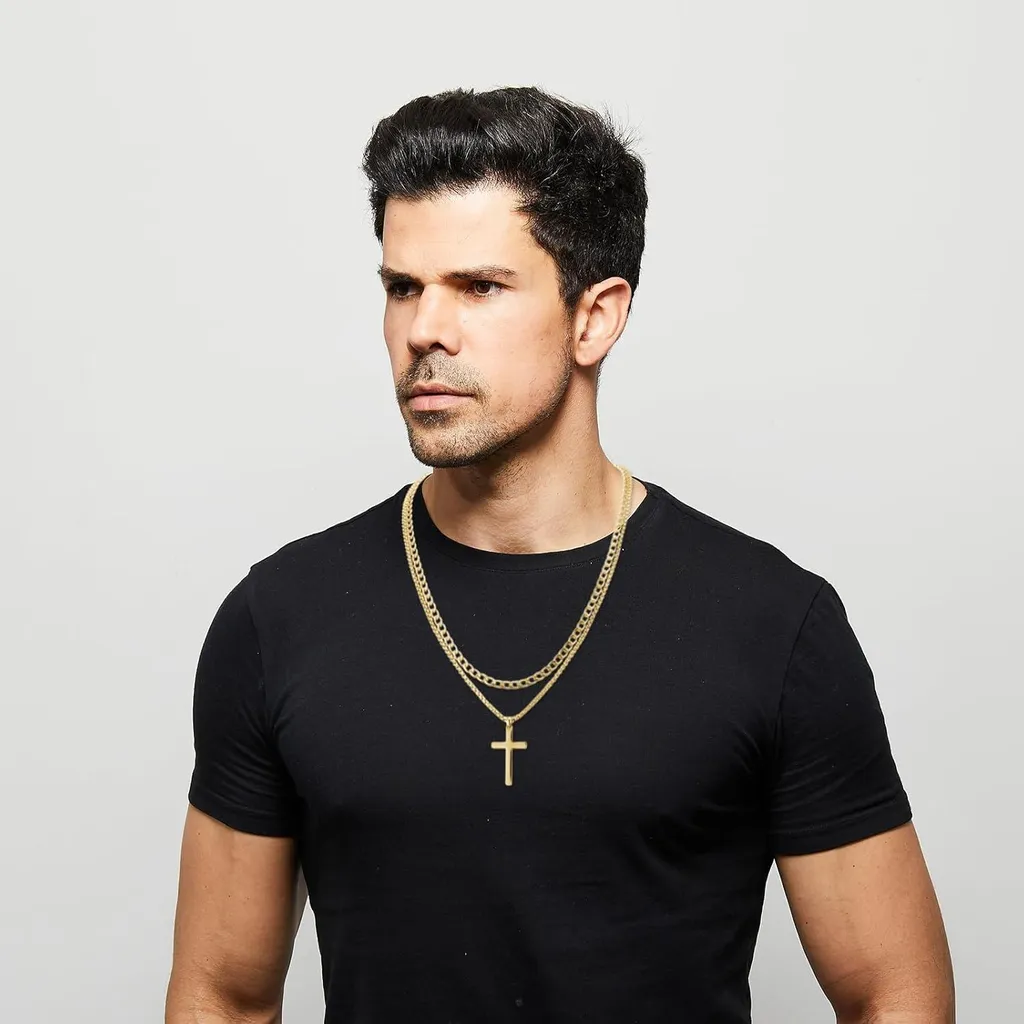 Collana Croce Acciaio Inox Uomo Minimal | Ciondolo Argento Oro Nero 18/20 - 2