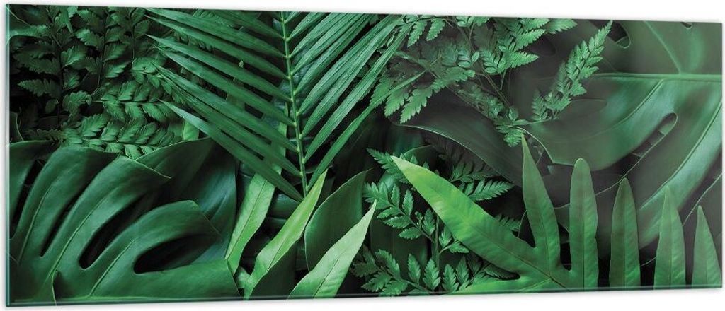 Bilder auf glas - Einteilig - Exotisch Blätter Monstera - 140x50cm - Glasbilder - Wandbilder - Bilder - Wanddekoration aus Glas - Glas Bilder - Wa...