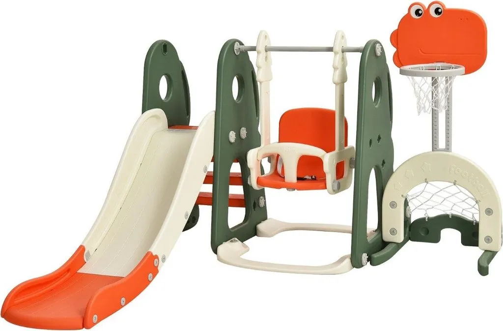 Toboggan et balançoire pour tout-petits 172x182x120 cm orange ludique